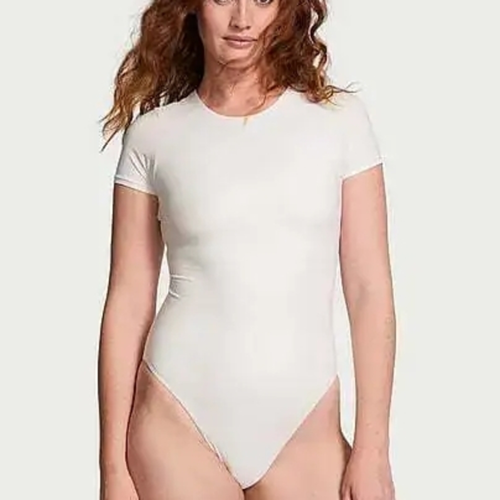 Victoria's Secret White Short Sleeve Bodysuit